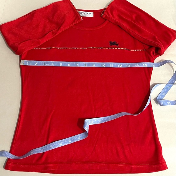 Vintage Burberrys Of London Girl’s 100% Cotton Nova Check Red Top - Picture 5 of 9
